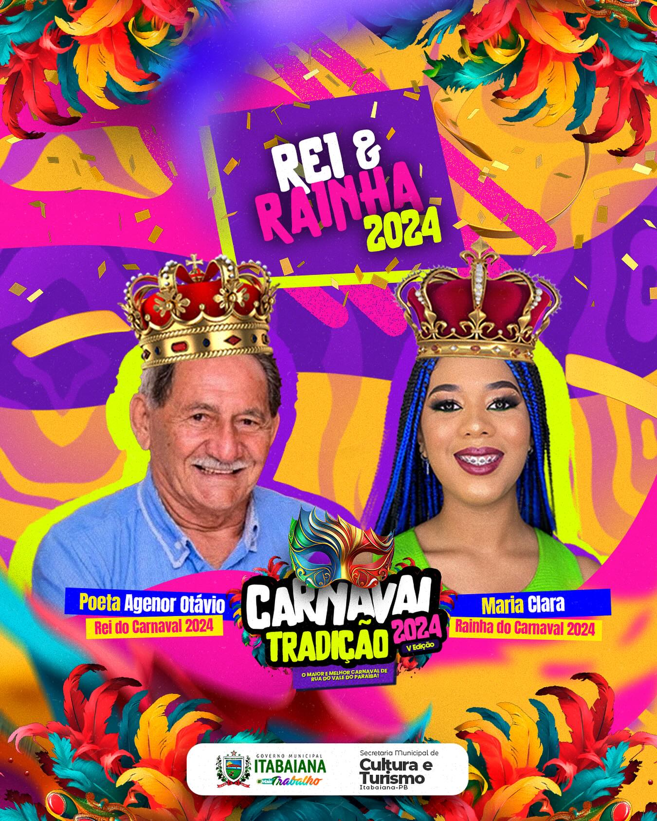 Com vocês ..o REI e a RAINHA do maior e melhor #carnavalderua2024 ITABAIANA! Eles estarão conosco em mais edição do nosso “CARNAVAL TRADIÇÃO” que acontecerá no sábado de carnaval, dia 10 de fevereiro, onde reunimos grupos de ala ursas, bois de carnaval, tribos indígenas, baianas e escolas de samba .. Uma noite para prestigiarmos as agremiações e vivenciarmos a magia carnavalesca! .@secult_itabaiana #PMI #MAISTRABALHO