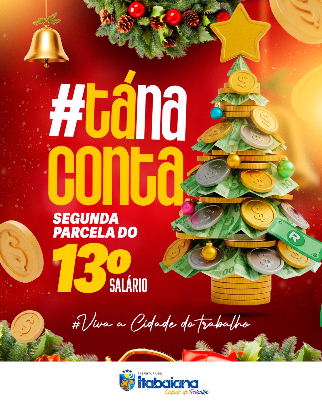A segunda parcela do 13° salário já está na conta, servidor!Com responsabilidade financeira e compromisso, seguimos valorizando quem faz o nosso município acontecer. Papai Noel chegou mais cedo para alegrar todos os nossos funcionários. 🏻.@seplan_ita #CIDADEDOTRABALHO