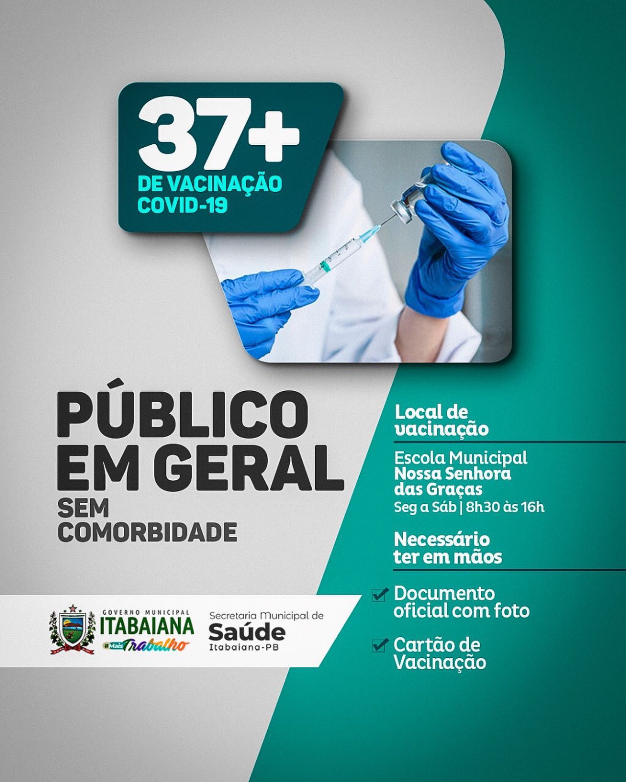 Prepaaaaare o braço: 37+Público alvo sem comorbidades ampliado!Amanhã, receberemos novas doses da vacina contra COVID-19, e seguiremos com a vacinação dos nossos munícipes. Lembrem-se, obrigatório ter em mãos: documento de identificação com foto e cartão do sus. Vacina salva vidas! ️#MAISAÚDE#PMI #MAISTRABALHO