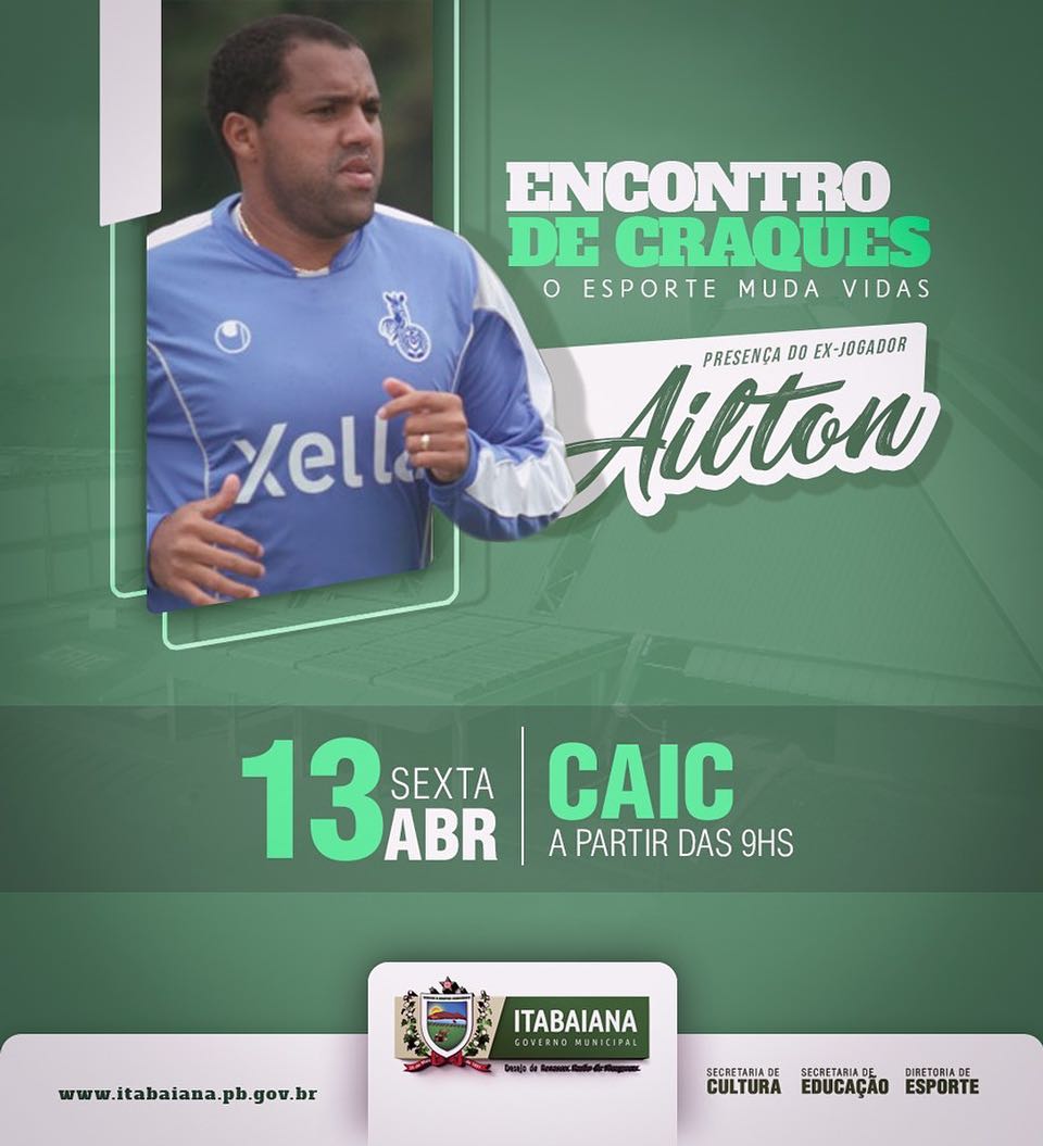 Na próxima sexta-feira (13), realizaremos um evento para convidados especiais como você. Contaremos com a presença do ex-jogador Ailton Gonçalves, e faremos uma bela homenagem, retratando toda a sua carreira. Além de uma roda de conversa com vários atletas que deixaram a sua marca na história do esporte. Será imperdível! 🏻♂ #EsporteÉLazer#DesejoDeRenascer#RazãoDeProsperar