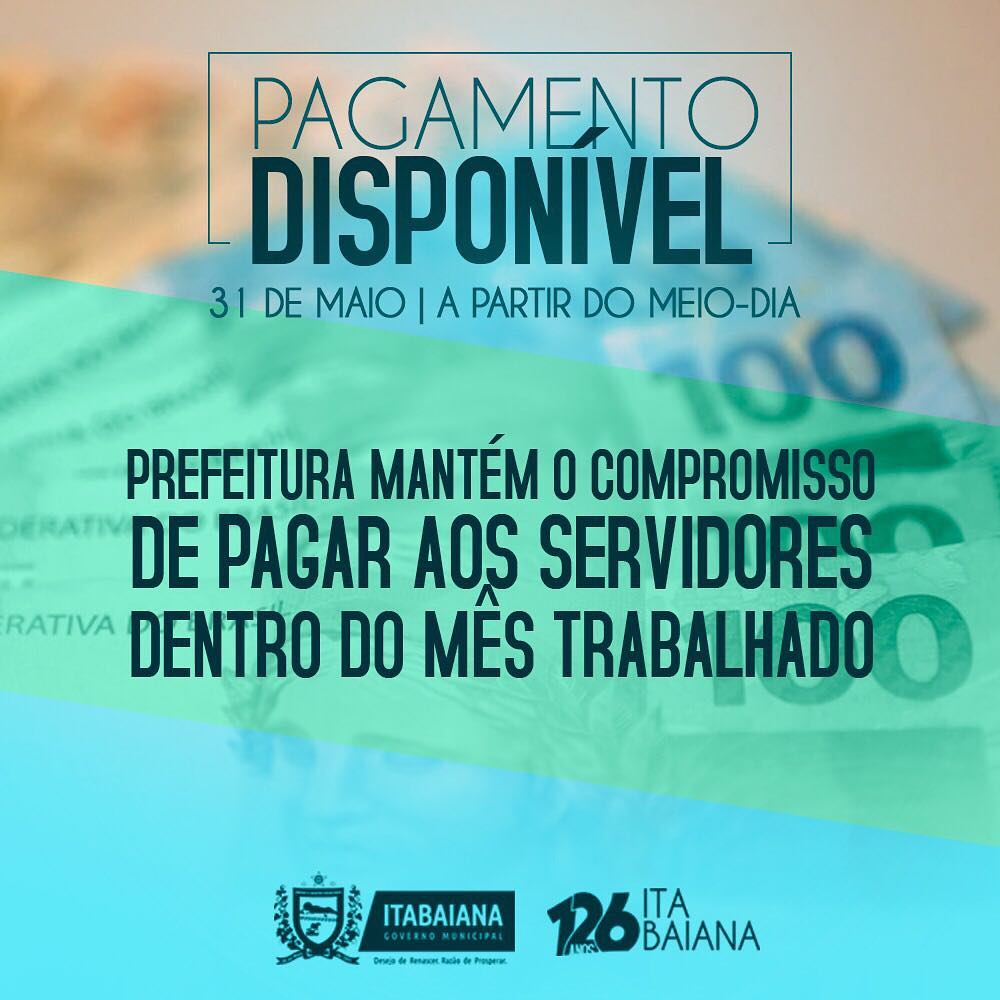 Se Liga 🗣Mantendo o compromisso com os servidores municipais, o Prefeito Dr. Lúcio anuncia o pagamento dos proventos dentro do mês trabalhado.A PMI informa que nesta quarta-feira (31), o salário do mês de maio estará disponível nas contas dos servidores.#DesejoDeRenascer#RazãoDeProsperar