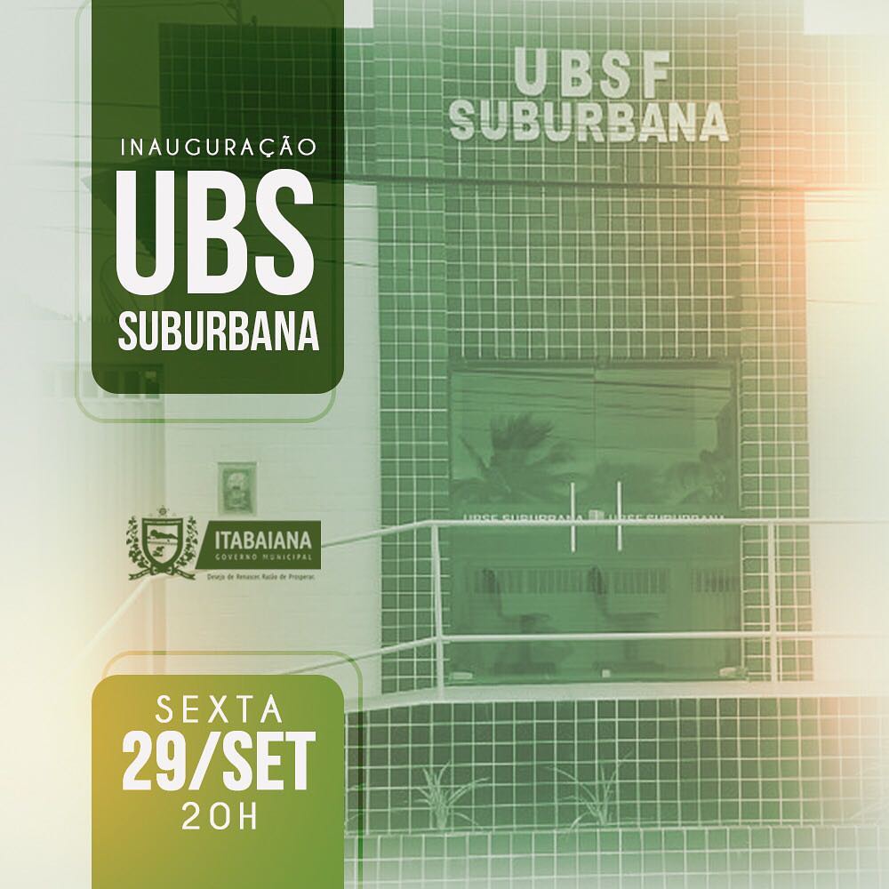 A Unidade de Saúde da Suburbana, está sendo inaugurado nesta sexta-feira (29), às 20:00 h. Segundo o Prefeito Dr. Lúcio, a obra foi feita com recursos próprios, passou por uma completa reforma e contará com salas climatizadas, atendimento médico, odontológico e de enfermagem, além de salas de vacinas e curativos. A unidade atenderá a comunidade da Suburbana, Santa Rita e adjacências.