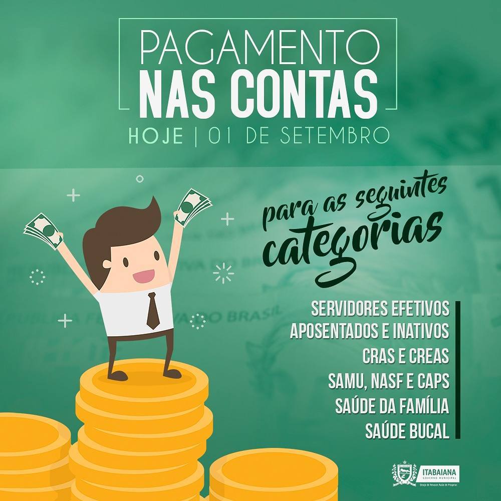 Mesmo diante da perda considerável de repasses, seguimos firmes e comprometidos em manter o salário dos servidores. Hoje (01), estamos realizando o pagamento de todo quadro efetivo, aposentados e inativos, servidores do CRAS e CREAS, SAMU, NASF e CAPS, Saúde da família e Saúde Bucal. Posteriormente, estaremos efetuando o pagamento do quadro de cargo comissionados e contratos. Desde já, queremos agradecer a todos pela compreensão. #DesejoDeRenascer#RazaoDeProsperar