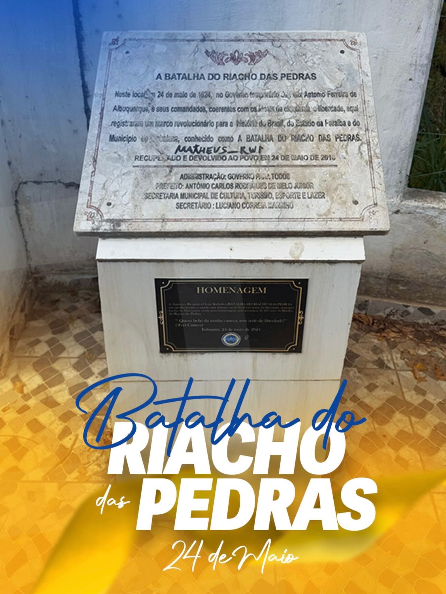 🗓️ 24 de Maio: Data que marca a Batalha do Riacho das Pedras, que neste ano celebra 202 anos. Essa data é conhecida em nossa cidade, como o dia que marcou a luta travada contra Portugal entre brasileiros, separatistas e republicanos, no ano de 1824.De acordo com a história, os rebeldes liderados por Félix Antônio Ferreira de Albuquerque, travaram uma luta no Riacho das Pedras, onde ficou documentada como uma das maiores batalhas ocorridas em solo paraibano, e talvez a mais importante da Confederação do Equador. 🇧🇷.@secult_itabaiana #CIDADEDOTRABALHO