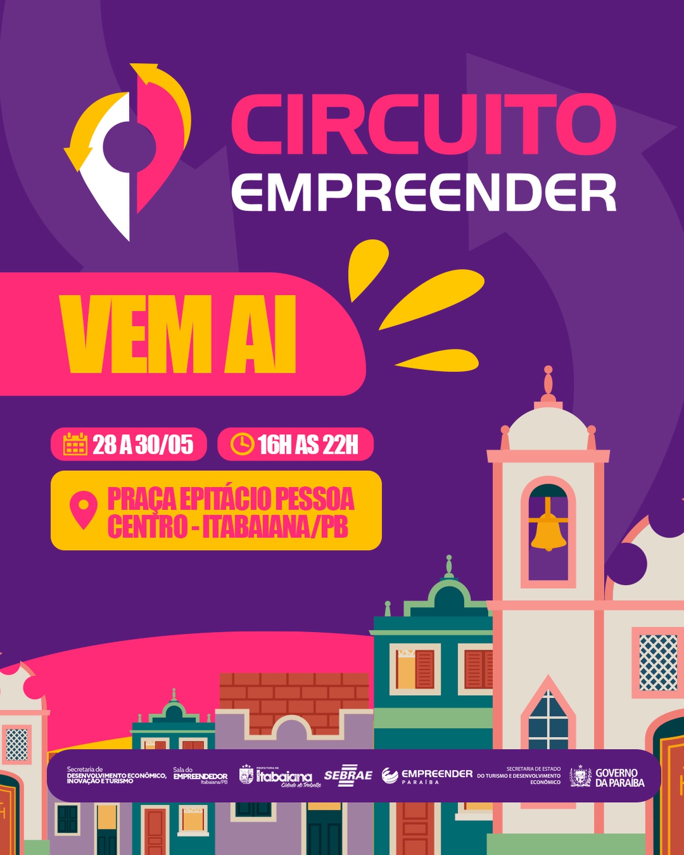Vem aí mais uma edição do Circuito Empreender! • E dessa vez, em um cenário especial: em Itabaiana! Um momento histórico para a Rainha do Vale do Paraíba, que ganha ainda mais visibilidade e reconhecimento.De cidade em cidade, o Circuito Empreender conecta ideias, movimenta a economia e transforma trajetórias. Agora é a vez de Itabaiana mostrar todo o seu potencial! 🤝🗓️ Data: 28 a 30 de Maio Horário: 16h às 22h Local: Praça Epitácio PessoaVenha viver esse momento com a gente! .@sec_economico_turismoitabaiana #CIDADEDOTRABALHO